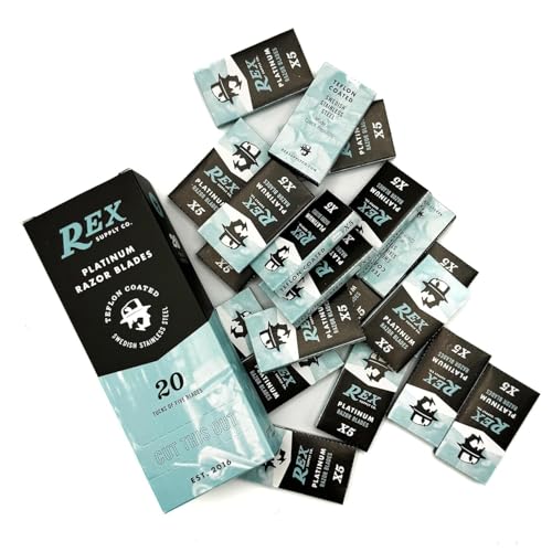 Rex Supply Co., 100 Double Edge Safety Razor Blades, Platinum Coated, Made in the Czech Republic