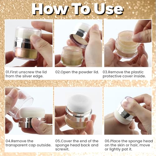 Body Shimmer Powder with Sponge Applicator - Champagne Gold