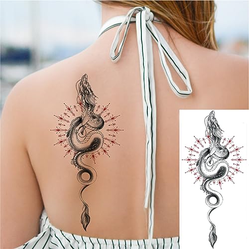10 Sheet Temporary Tattoos Realistic Floral & Dragon Designs Women