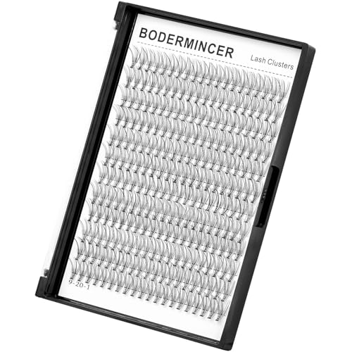 Bodermincer Large Tray D Curl 12 Rows 240 Bundles 10D Cluster Eyelash Extension Natural Russian Volume Faux Cils Eyelashes Individual Cluster False Lashes Makeup 6-20mm to Choose (8mm)