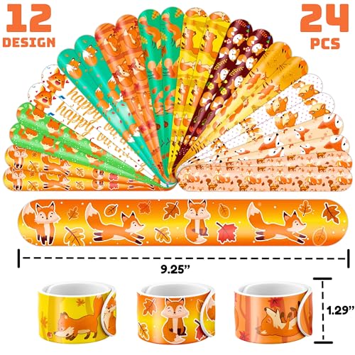Fox Party Favors Set - 24 Slap Bracelets & 24 Temporary Tattoos