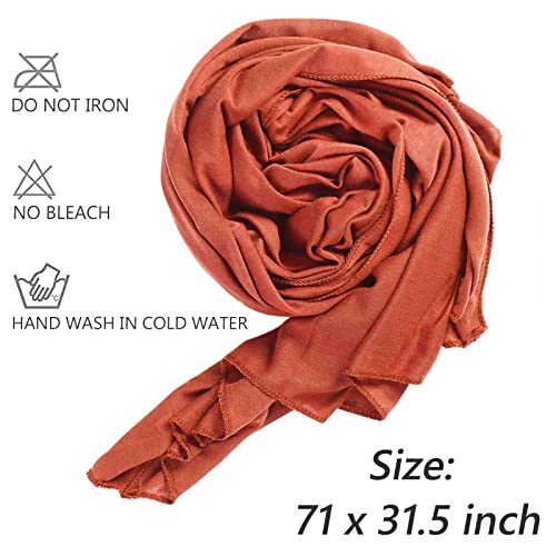 XTREND 8 Pieces Head Wrap Stretch Jersey Turban Bohemian Extra Long Scarf Hat Soft Breathable African Solid Color Knit Headwraps Turban Tie for Women (8 Colors)