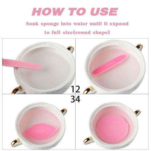 Facial Sponges Compressed,360 Pieces Makeup Remover PVA Professional Round Face Wash Sponges Spa Pads for Women Exfoliating Cleansing,Pink