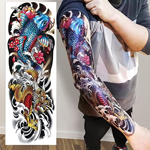 Waterproof Temporary Sleeve Tattoo - 12 Sheets, Full Arm