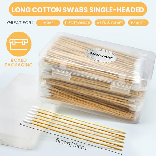 500PCS 6" Cotton Swabs with Wooden Sticks - Lint Free
