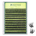 KEYYOU Lash Clusters 3D Effect Volume Eyelash Clusters Flaunt Style 144PCS D Curl Flora Wispy Look LengthLock 8?18mm Mix Ultra-Thin Black Band (PuffSilk V3D01)