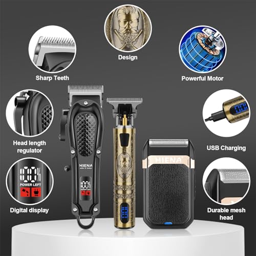 HIENA PRO Cordless Hair Clipper Kit 3-in-1 with Foil Shaver