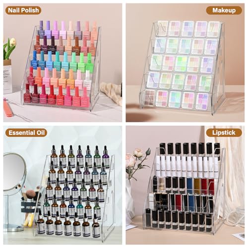 Acrylic Nail Polish Organizer & Storage - 5-Layer Tall Display Rack, Snap-On Tool-Free Assembly, Large Capacity, Space-Saving & Sturdy Nail Polish Holder for Home & Salon Use (1 Pack)