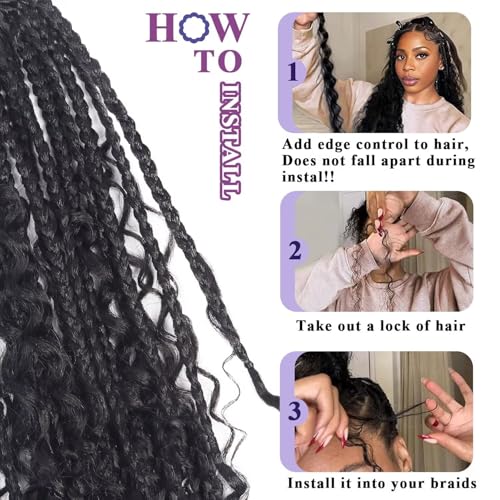 Afihond Boho Braiding Hair 18" Deep Water Wave 3 Bundles