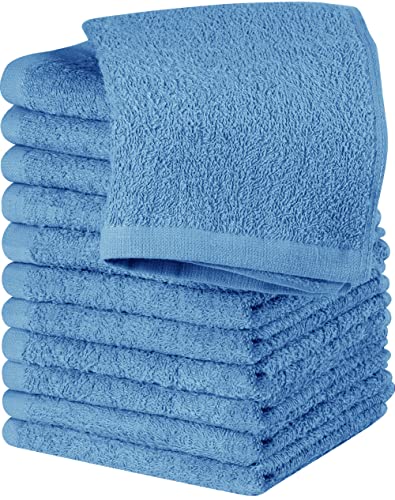 Utopia Towels 12 Pack Cotton Washcloths Set - 100% Ring Spun Cotton, Premium Quality Flannel Face Cloths, Highly Absorbent and Soft Feel Fingertip Towels (Electric Blue)