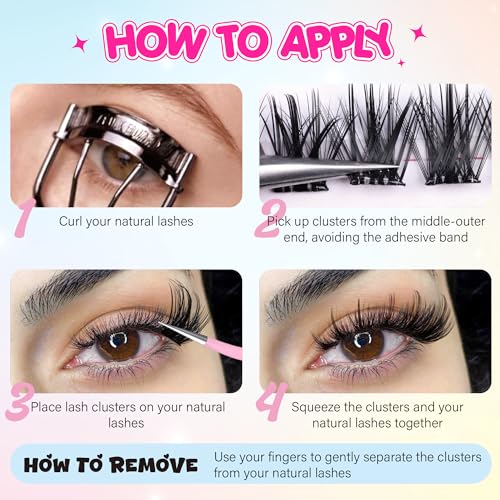 Self Adhesive Eyelashes Wispy C Curl Clusters 10-16mm
