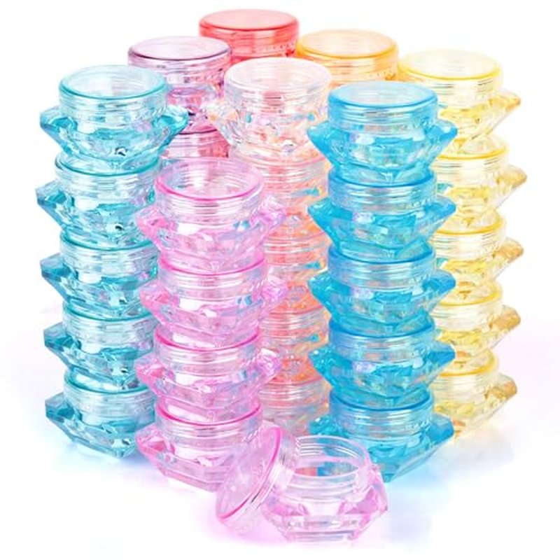 40 Pcs Acrylic Cosmetic Containers - 3g Travel Pots in 8 Colors