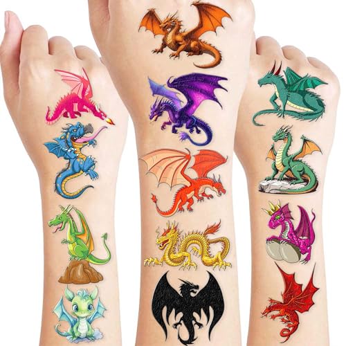 96PCS Dragon Temporary Tattoos Stickers for Kids