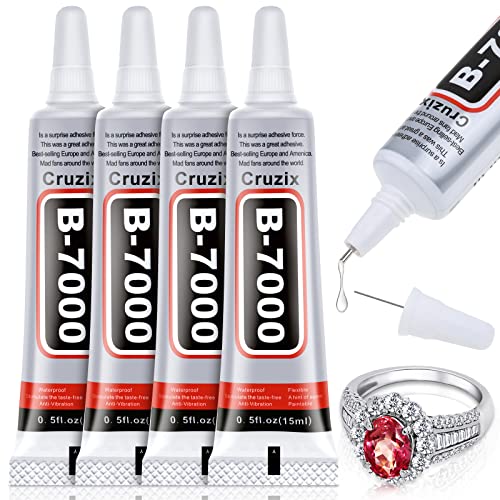B-7000 Glue for Rhinestones & Jewelry, Clear Adhesive 4x15 ml Cruzix