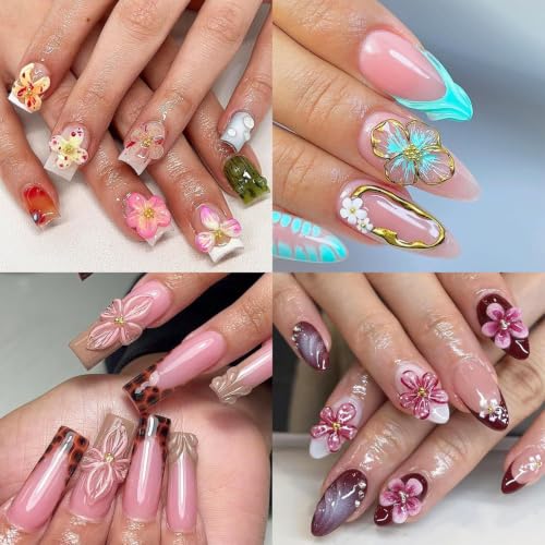 2PCS Floral Silicone Nail Art Molds with Double-Ended Sculpting Pen for 3D Nail Design