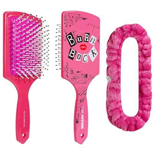 LUV HER Kids Hair Brush & Spa Headband Set for Girls - Features Mean Girls - Fun Grooming Kit for Detangling, Styling & Skincare - Soft & Stretchy One Size, Ages 3+