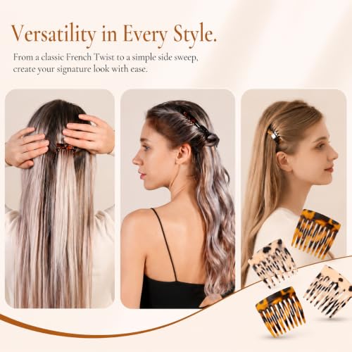 French Hair Side Combs 4 Pack - 2 Inch Twist Clips