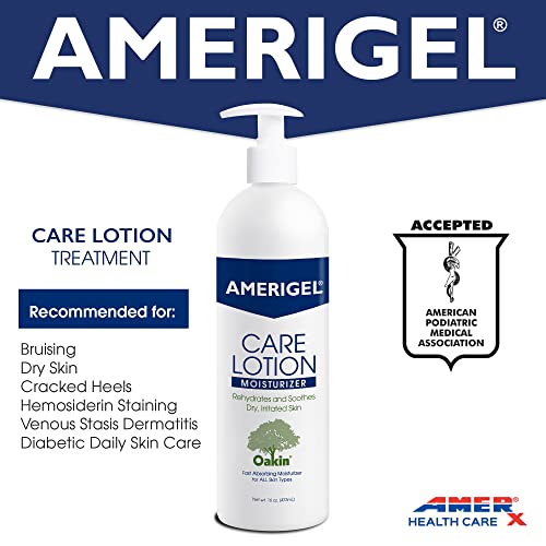 AMERIGEL Care Lotion Bundle - Hypoallergenic Moisturizer (6 oz.) Rehydrates & Soothes Dry Skin - Care Lotion for Diabetic Skin Care (16 oz.) Soothes Irritated Skin