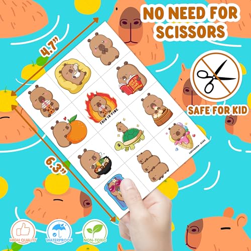 120 PCS Capybara Temporary Tattoos for Kids Party Favors