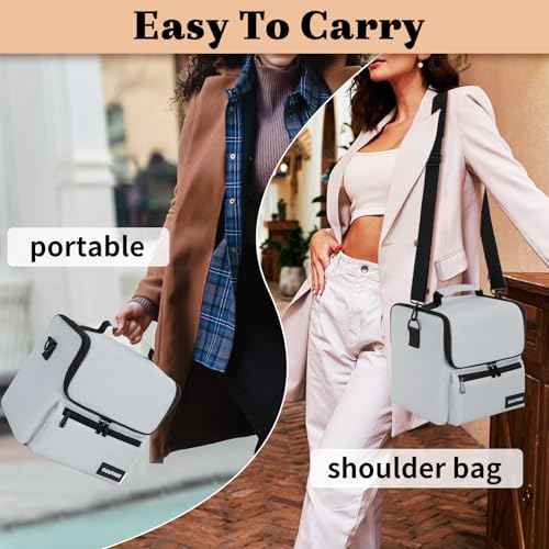 Makeup Travel Train Case, Black Makeup Carrying Organizer Bag, 4 Tier Professional Organizer Case with Straps Pockets for Make Up Nail Tools