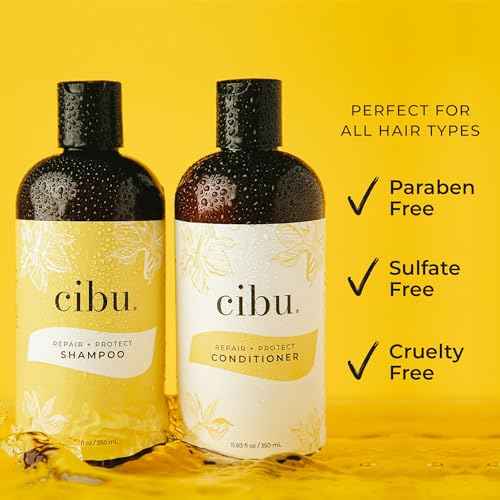 CIBU Repair + Protect Shampoo and Conditioner Set - Safe for Color-Treated Hair, Paraben Free, and Sulfate Free Shampoo and Conditioner for Women - Restores Damaged Hair and Protects From Breakage