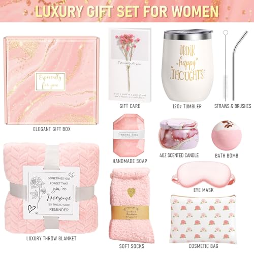Birthday Gifts for Women Mom, Relaxing Self Care Package Get Well Spa Gift Baskets for Woman, Unique Easter Basket Mothers Day Happy Birthday Gifts for Women Mom Grandma Wife Best Friend Sister Her