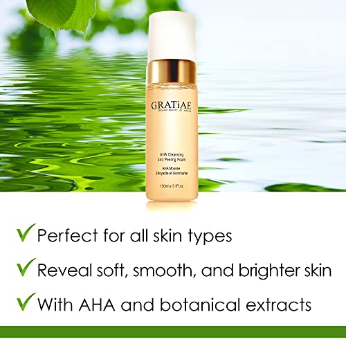 Gratiae Organics AHA Cleansing and Peeling Foam ? Non-Drying Facial Cleanser for Sensitive Skin, 5.1 fl oz