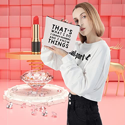 LEVLO Funny Accountant Gift That's What I Do I Crunch Numbers and I know Things Makeup Bags Calculator Student Graduation Gifts (That's What I Do I Crunch Numbers)