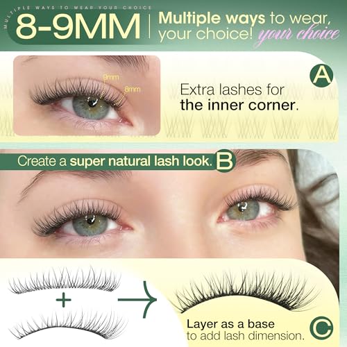 Short Lash Clusters 8-9MM Natural Wispy Eyelash Extensions