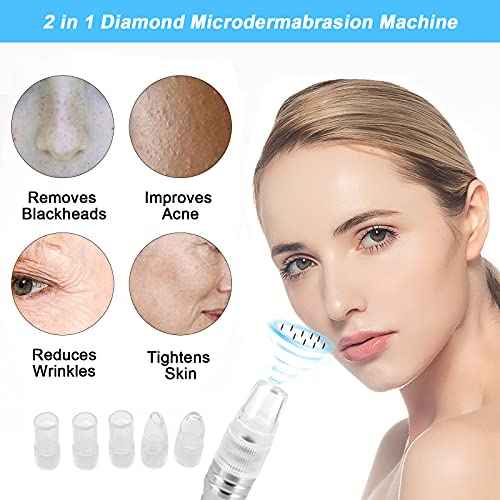 2 in 1 Diamond Microdermabrasion Machine Professional Blackhead Removal Equipment, 65-68cmHg Suction Power Professional Dermabrasion Facial Skin Care Massager for Home Salon Use with 300 Cotton Filter