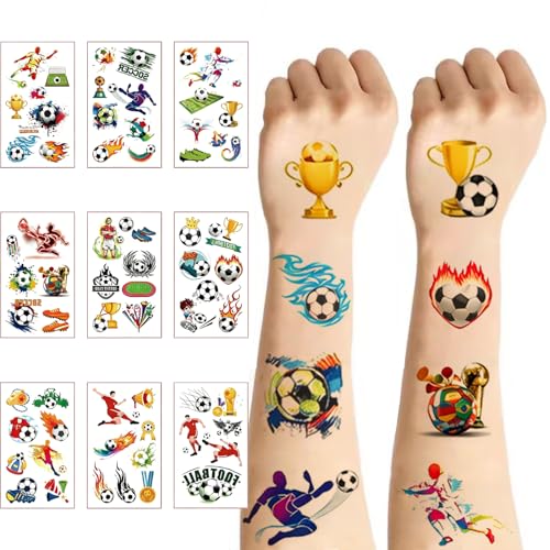 Soccer Temporary Tattoos - 10 Pack Watercolor Stickers, 73 Designs