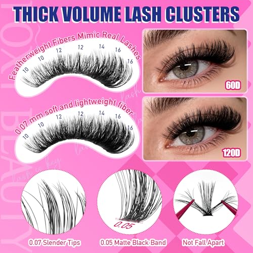 Lash Clusters Kit 60D 120D D Curl Fluffy False Eyelashes