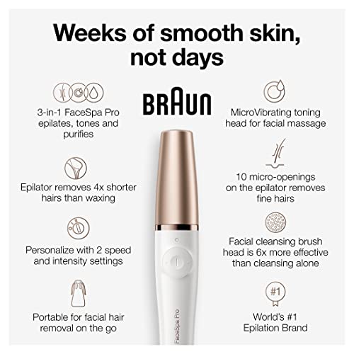 3-in-1 Facial Epilator and Cleansing Brush with Toning Head