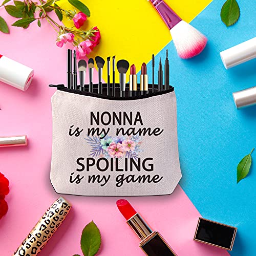 PWHAOO Grandma Nonna Gift Nonna Is My Name Spoiling Is My Game Best Nonna Ever Cosmetic Make Up Storage Bag Gift (Nonna Bag)