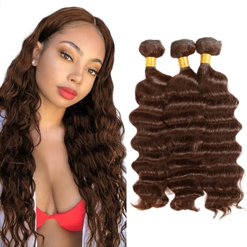 Dark Brown Deep Wave Bundle 28" Brazilian Virgin Hair 3Pcs