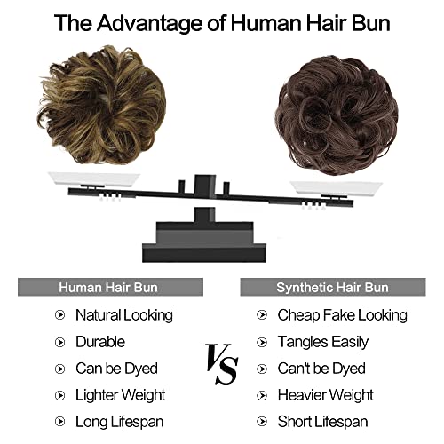 100% Human Hair Messy Bun Extension - Wavy Ponytail Updo Hairpiece