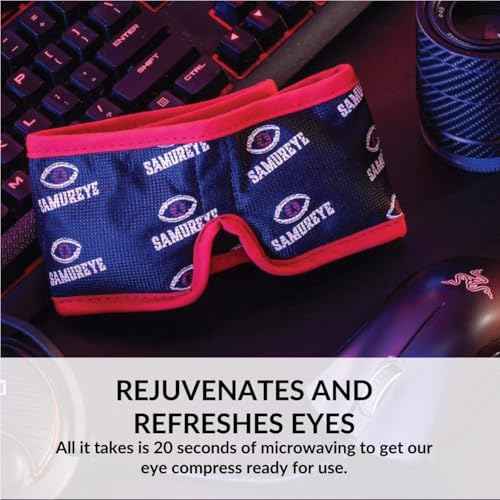 Bruder Samureye Gaming Enhancement Mask l Microwaveable moist heat mask l Improve gaming performance l Faster Reaction Times l Rejuvenates and Refreshes Eyes l Comfortable adjustable and hand washable