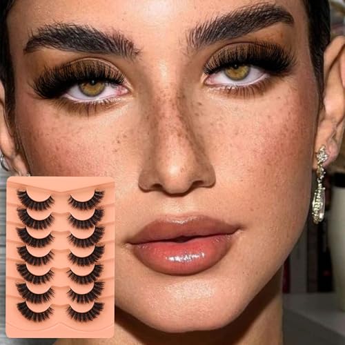 8D Mink False Eyelashes - Cat Eye Wispy Volume Lashes (7 Pairs)