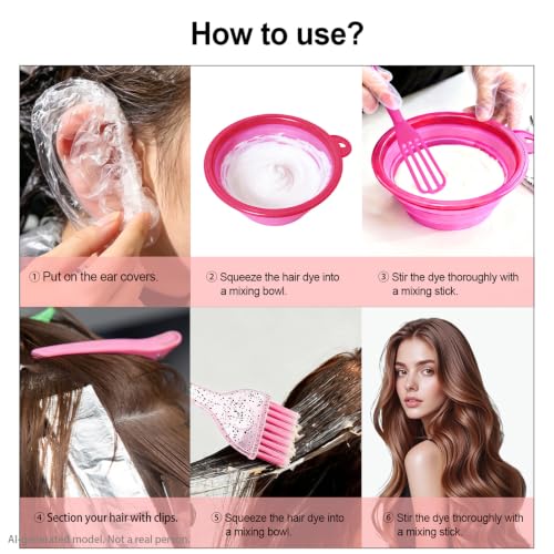 Pink Hair Dye Kit 12 pcs Professional Salon Tools for Home Coloring