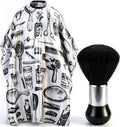 Professional Hair Cutting Cape with Neck Duster Brush - White Floral