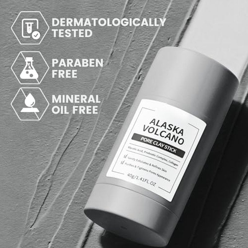 Clay Mask Stick, Deep pore Cleansing, Exfoliator Blackhead Remover Pore Cleanser Gentle Exfoliation Skin Brightening, Hydrating & Moisturizing Face Mud Mask for All Skin Types, Men & Women (Gray)