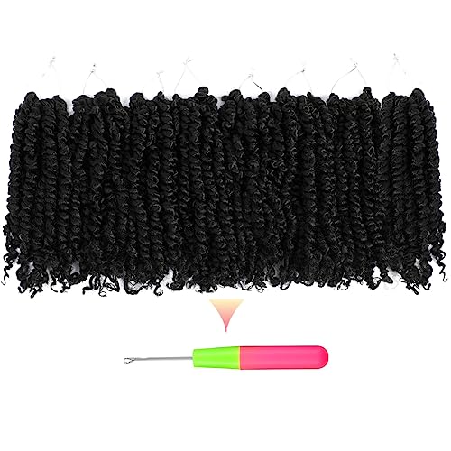 The BOHOBABE Crochet Passion Twist Hair Pretwisted 10 Inch Short Pre-looped Passion Twist Crochet Braiding Hair 8 Packs (1B)