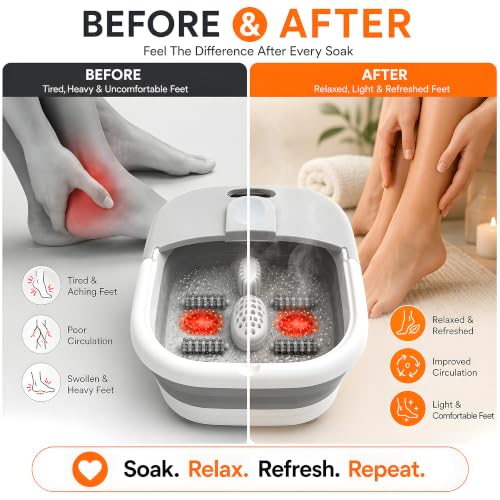Foldable Electric Foot Spa Massager with Heat & Bubble Jets