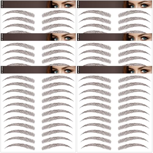 4D Waterproof Eyebrow Tattoo Stickers - 66 Pairs, 6 Sheets