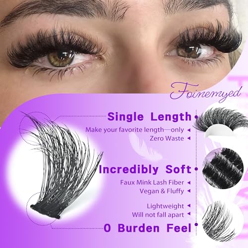 ONLY 16MM Lash Clusters 100D Individual Lashes 240Pcs Cluster Eyelash Extensions D Curly Single Length Lash Clusters Look Like Extensions DIY at Home