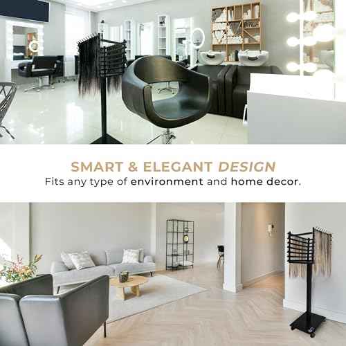 Braiding Hair Rack, Hair Extension Holder, Hair Braiding Tools, Hair Product Organizer, Wooden 3-Sided Rack Stand, Large Capacity (210 pegs)