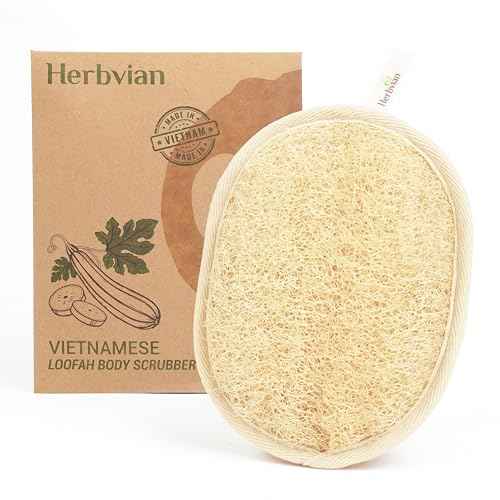 Vietnamese Natural Loofah Exfoliating Body Scrubber Pads, 100% Plant-Based Shower Luffa Sponge, Bath Loofah for Women Men (Pack of 1)