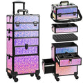 Rolling Makeup Train Case with Drawers & Wheels - Professional Salon Organizer