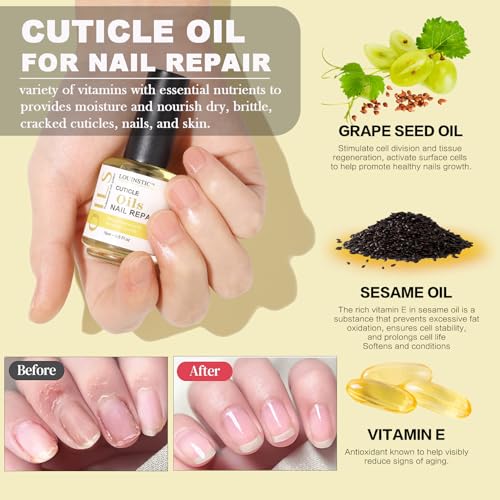 LOUINSTIC Quick Gel Nail Polish Remover Kit with Cuticle Oil & Liquid Latex