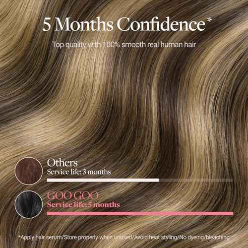 GOO GOO Tape in Hair Extensions Human Hair, 4/27/4 Balayage Chocolate Brown to Caramel Blonde, 8"/6"/4"/1.5" Wide Tape, 18inch 7pcs 110g, Tape Weft Hair Extensions, Real Human Hair, Seamless Tape in
